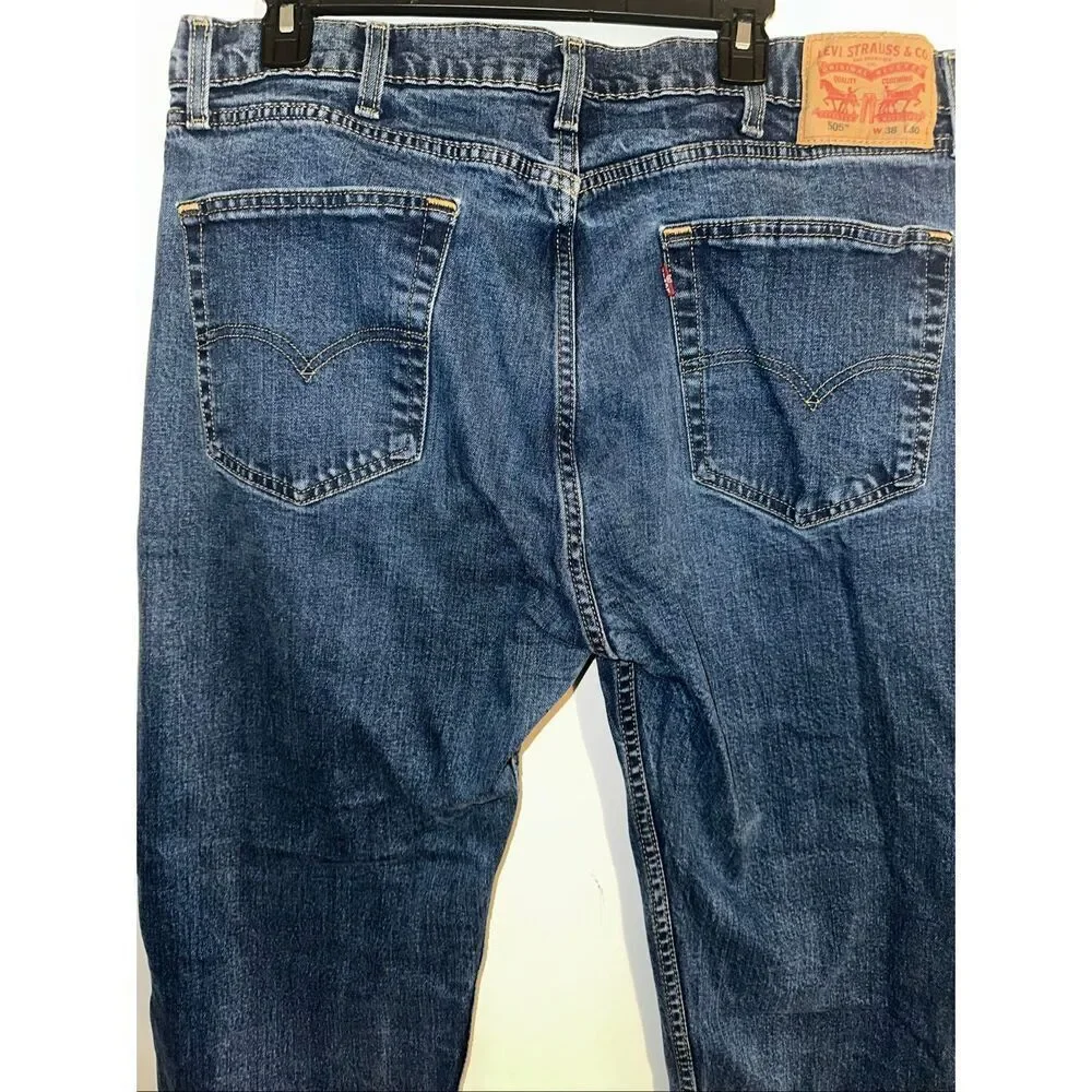 Levi’s 505 Zip Fly Straight Leg Denim Jeans Medium Wash 38 x 30